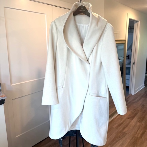 Wool Midi Coat with Hood in Winter White - Small (NWOT) - Picture 3 of 14